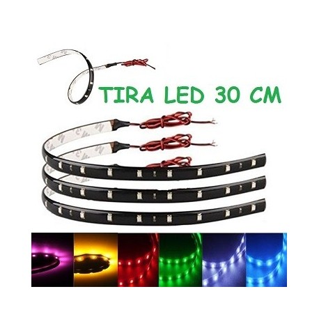 TIRA LED 30 CM FLEXIBLE AUTO ADHESIVAS 12V COCHE MOTO