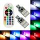PACK DE 2 BOMBILLAS T10 W5W DE CUÑA 12 LED RGB COLOR AJUSTABLE CON MANDO