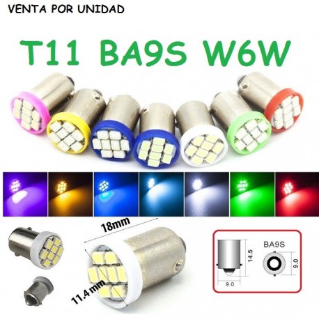 BOMBILLA LED BAYONETA INTERIOR POSICION MATRICULA W6W BA9S T11 COCHE MOTO