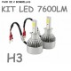 KIT BOMBILLA H3 LED 7600 LUMENES 12V 24V COCHE MOTO FURGONETA CAMION