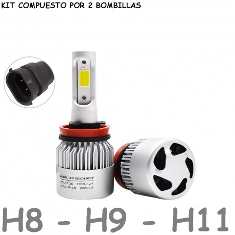 Kit de Led Universal H8 H9 H11 16000LUM 12V y 24V Carretera