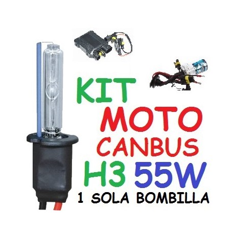 KIT XENON H3 55w CANBUS NO ERROR MOTO 1 BOMBILLA