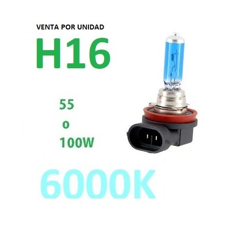BOMBILLA H16 TIPO XENON HALOGENA LUZ BLANCA EFECTO 6000K COCHE